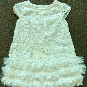 Girls 2T White Lace Dress with Fringe Cathorine Malandrino Mini